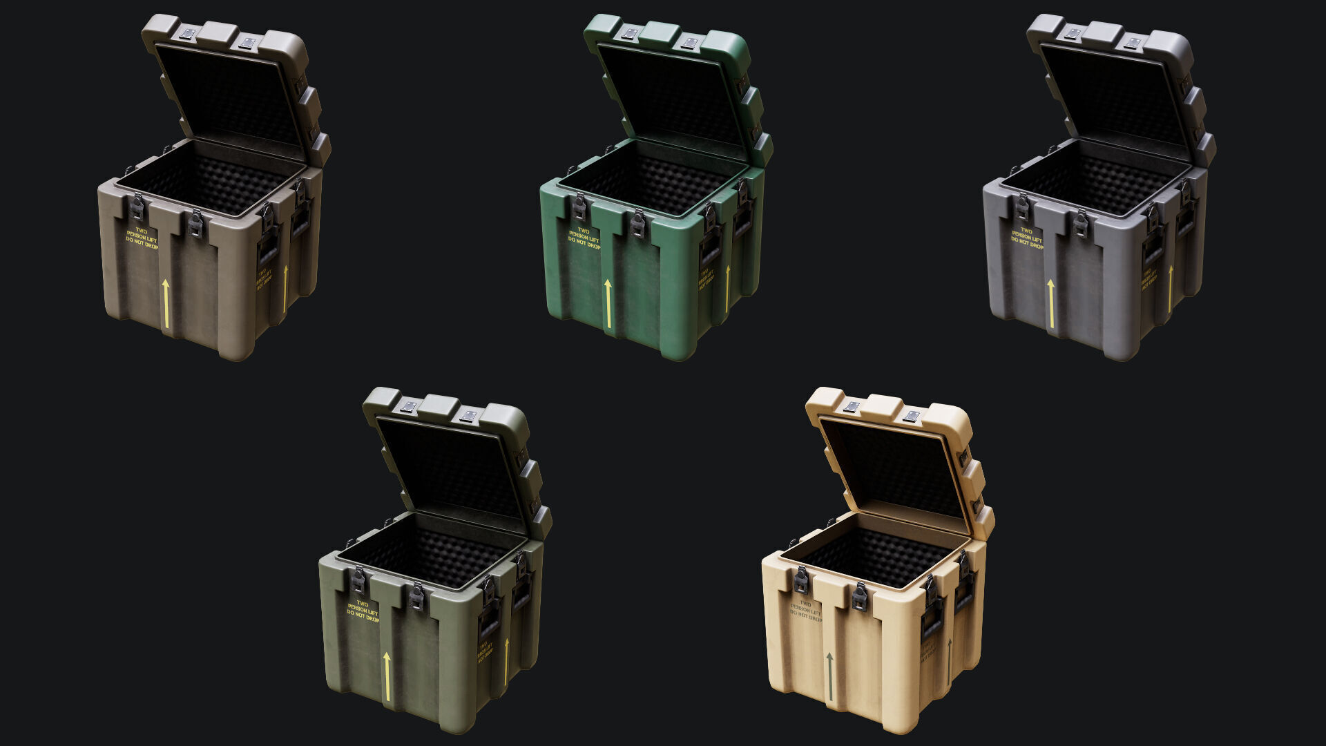 Low Poly PBR Military Crate 2 Low-poly 3D model_6