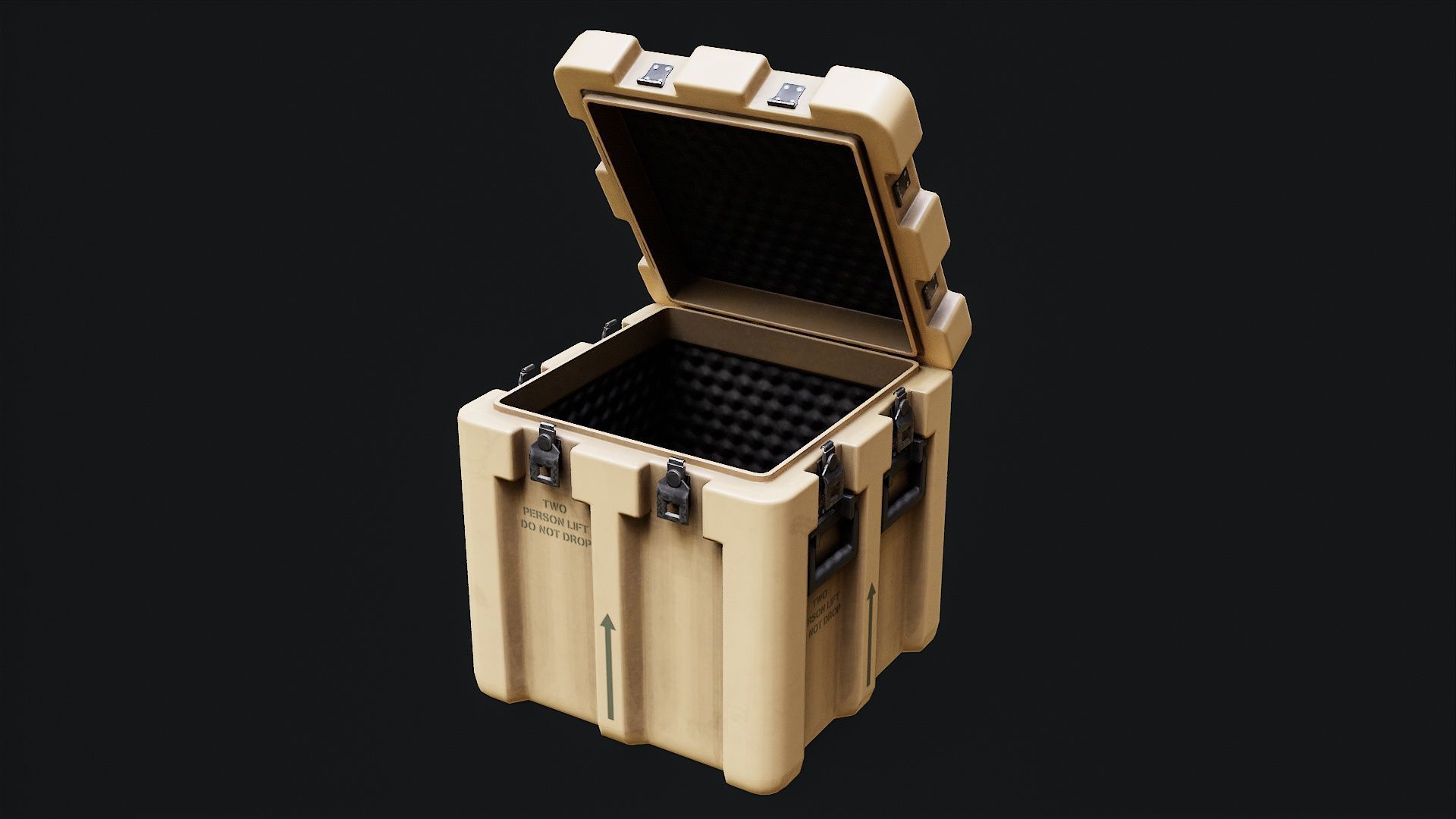 Low Poly PBR Military Crate 2 Low-poly 3D model_2