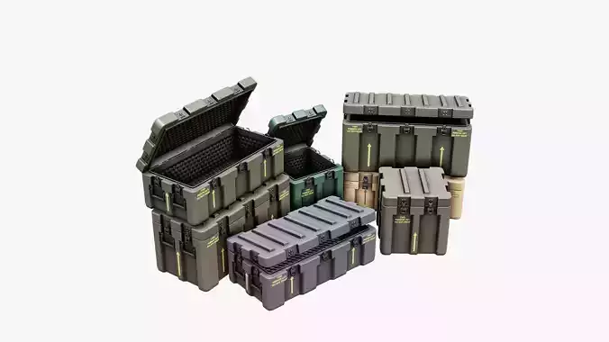 Low Poly PBR Military Crate Collection Low-poly 3D model
