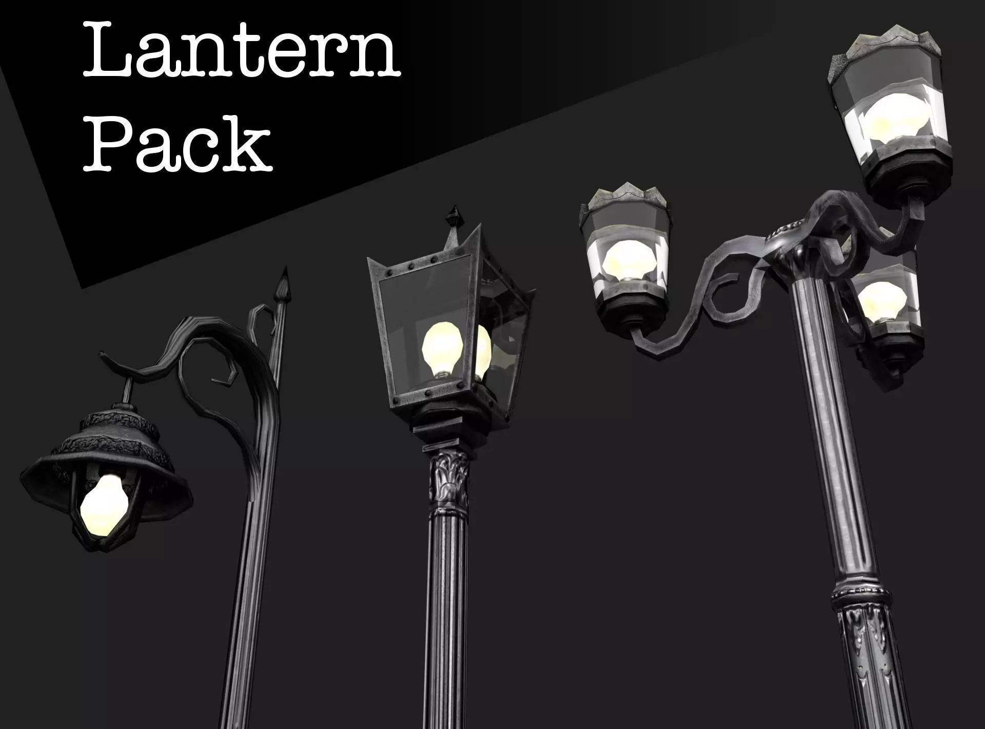Victorian Street Lantern Pack Low-poly 3D model_0