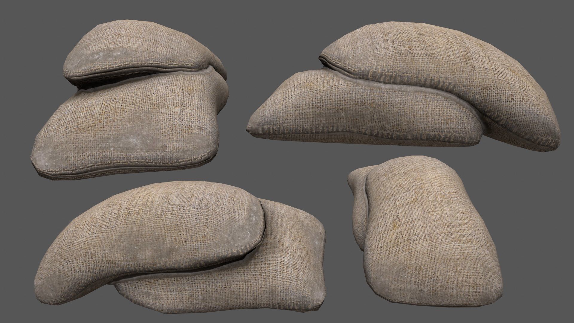 sandbag set pile of sacks Low-poly 3D model_5