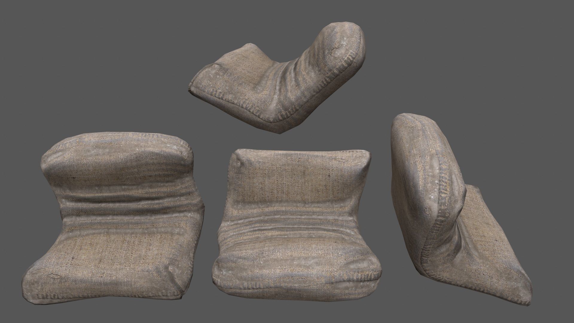 sandbag set pile of sacks Low-poly 3D model_9