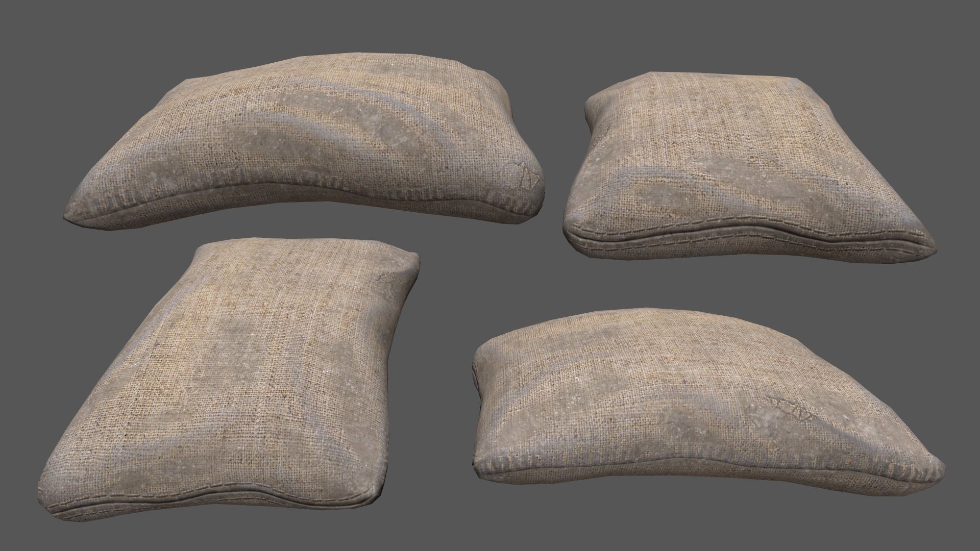 sandbag set pile of sacks Low-poly 3D model_2