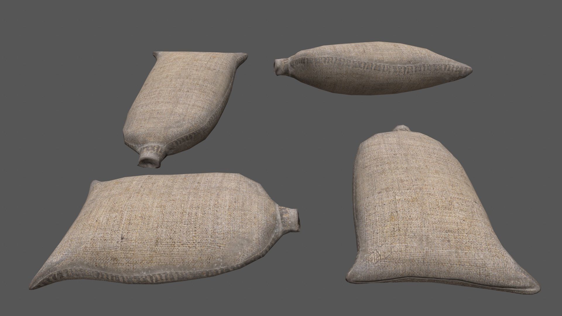 sandbag set pile of sacks Low-poly 3D model_10