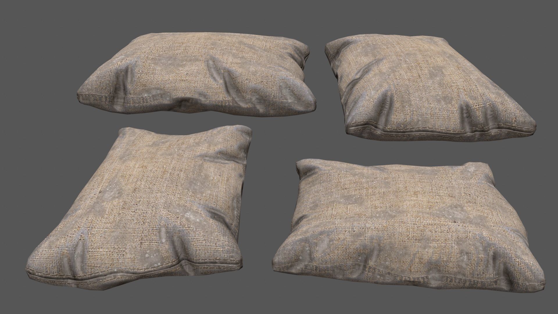 sandbag set pile of sacks Low-poly 3D model_1