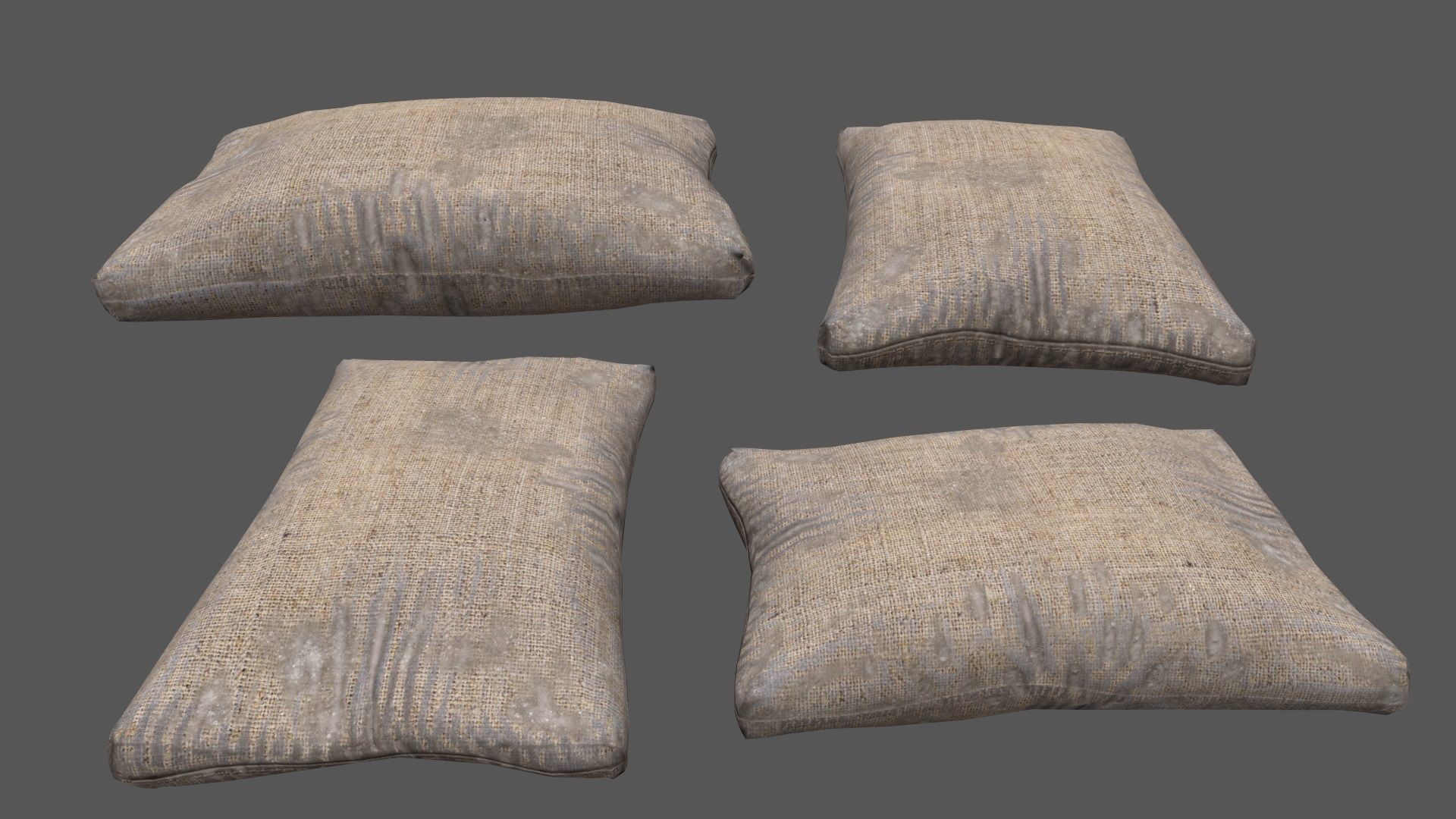 sandbag set pile of sacks Low-poly 3D model_8