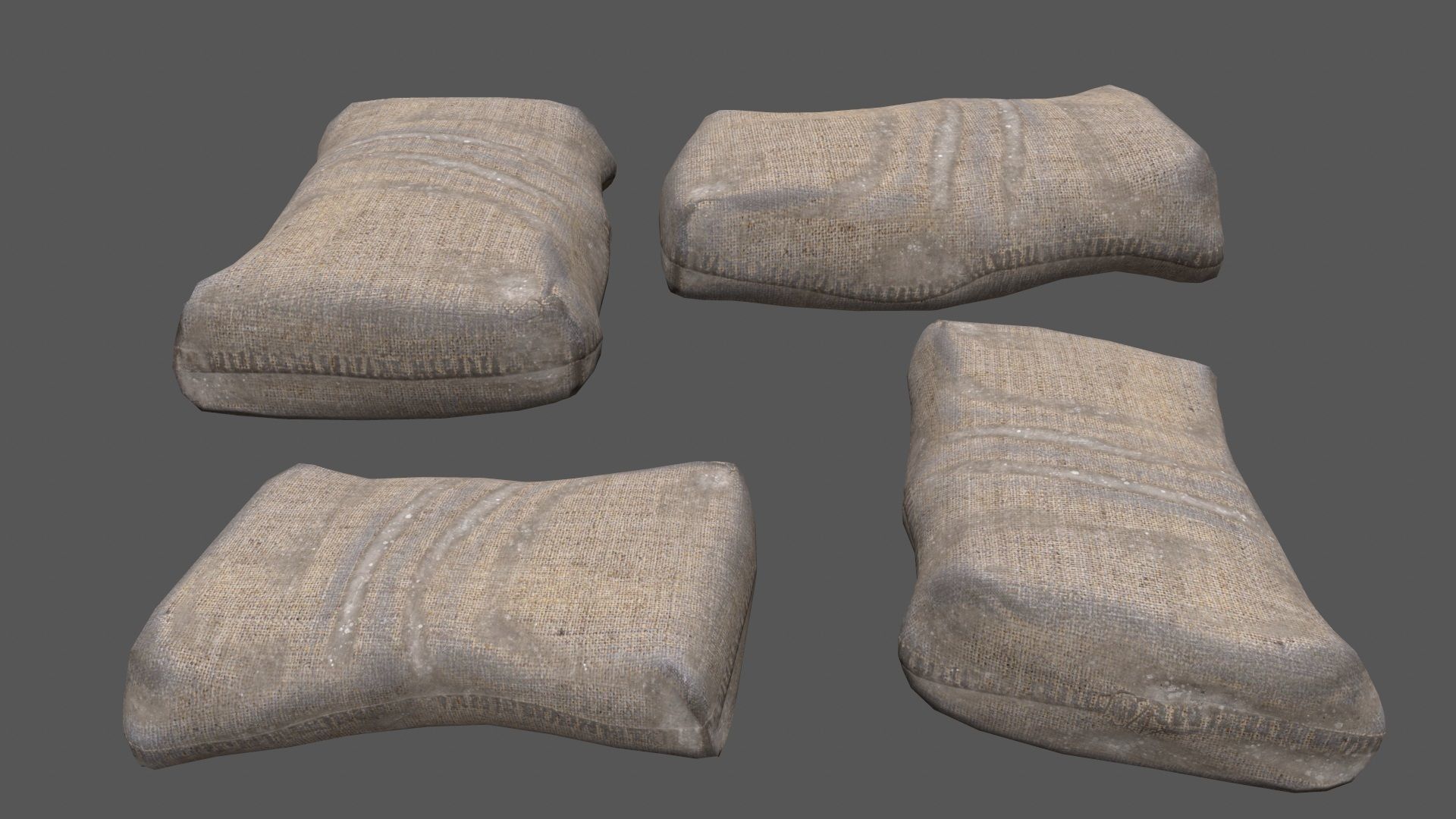 sandbag set pile of sacks Low-poly 3D model_7