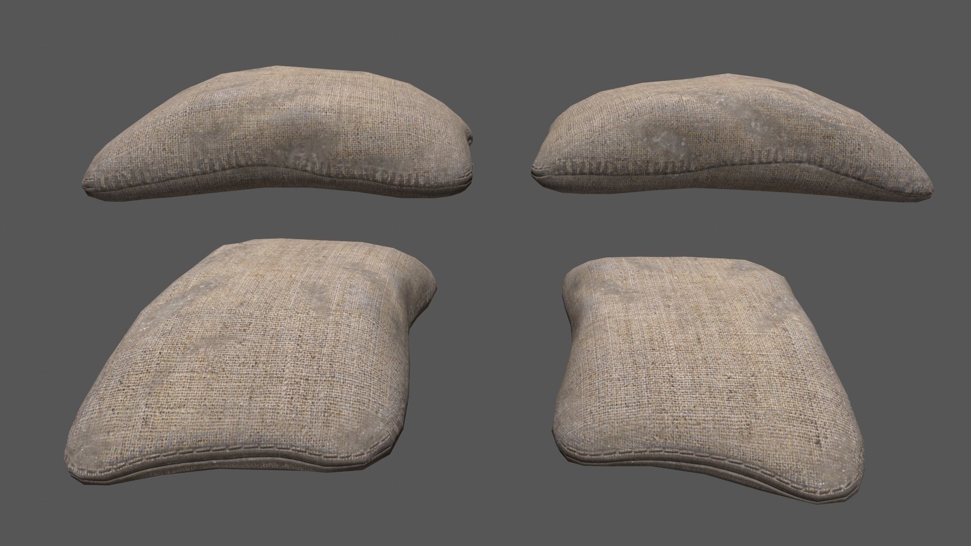 sandbag set pile of sacks Low-poly 3D model_6