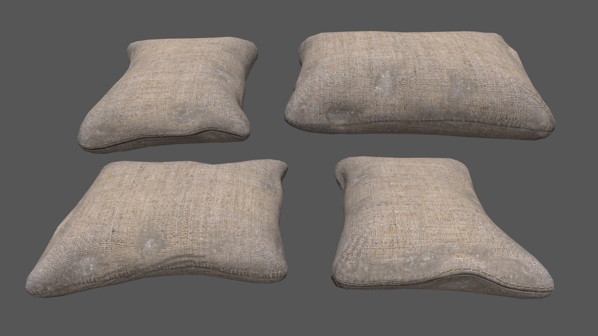 sandbag set pile of sacks Low-poly 3D model_3