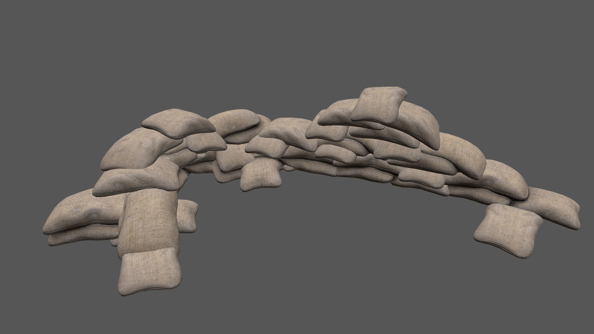 sandbag set pile of sacks Low-poly 3D model_16
