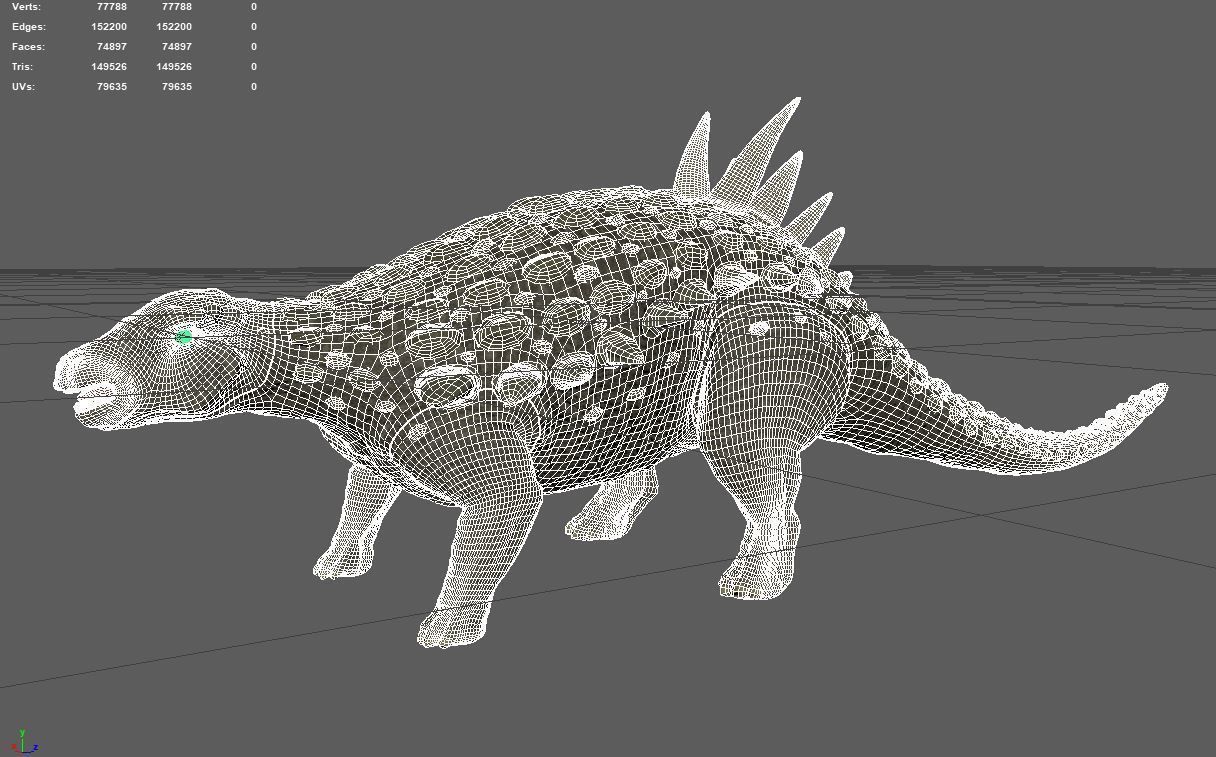 Acantholipan Gonzalezi Dinosaur - Nodosaurus family  Low-poly 3D model_1