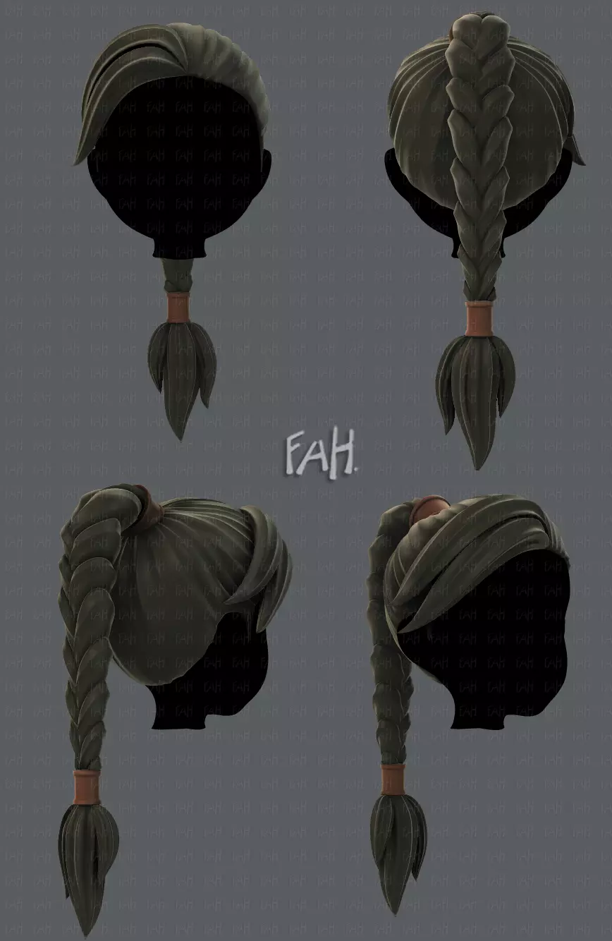 3D Hair style for girl V07 3D model_0