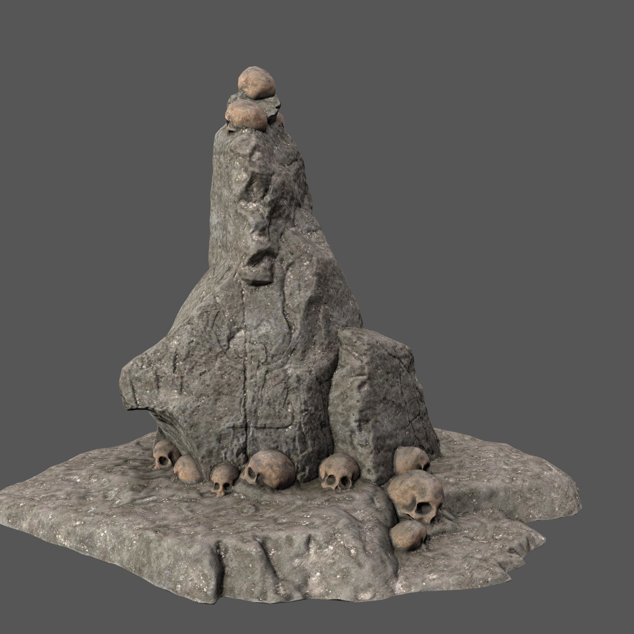 skull rock Low-poly 3D model_7