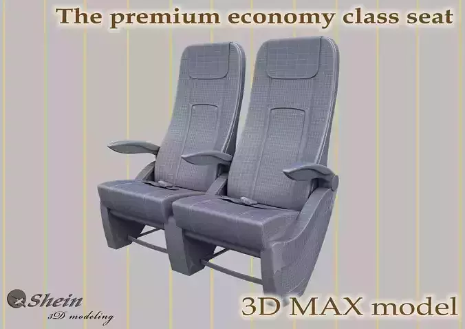 The premium economy class seat with stitches 3D model
