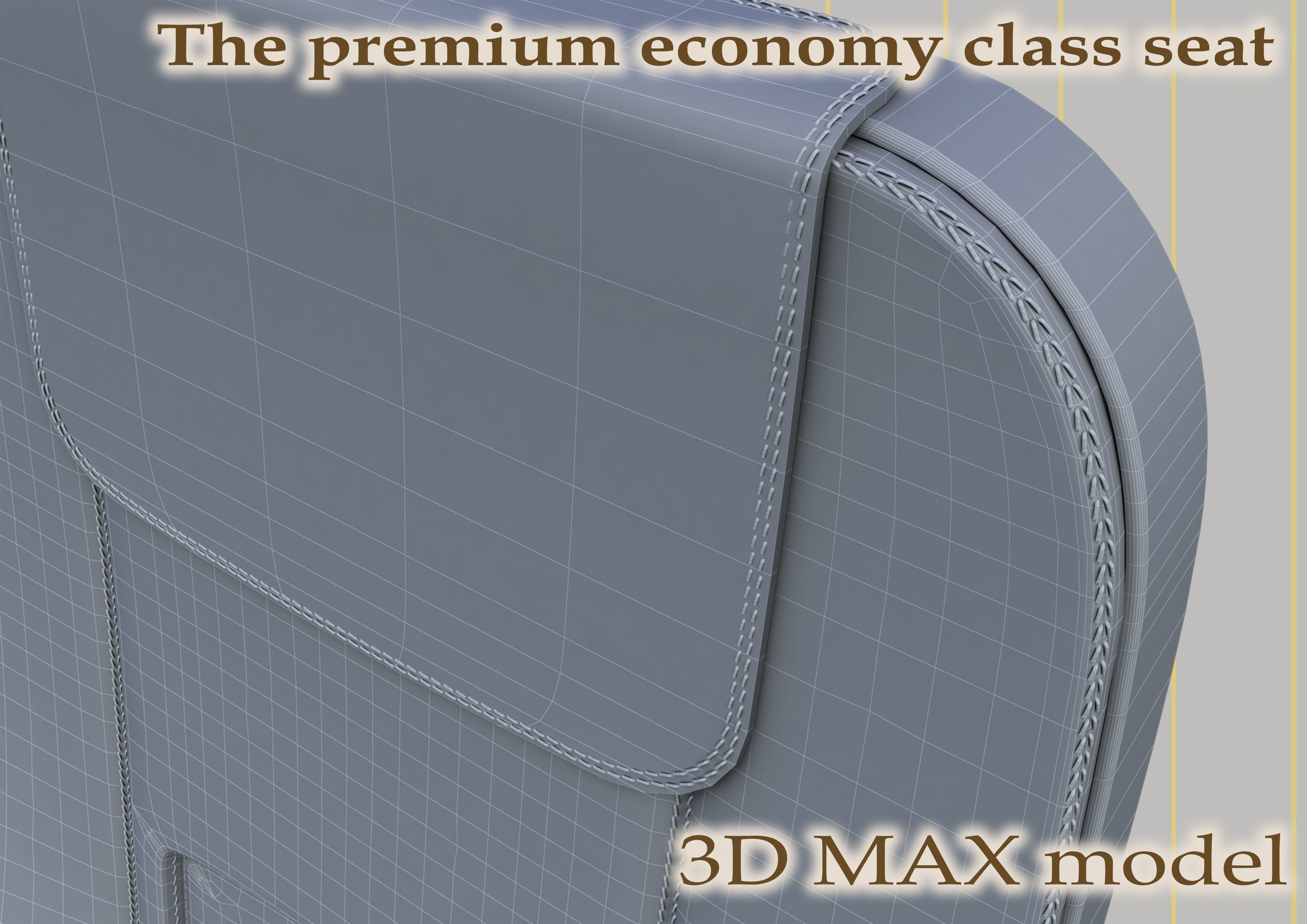 The premium economy class seat with stitches 3D model_6