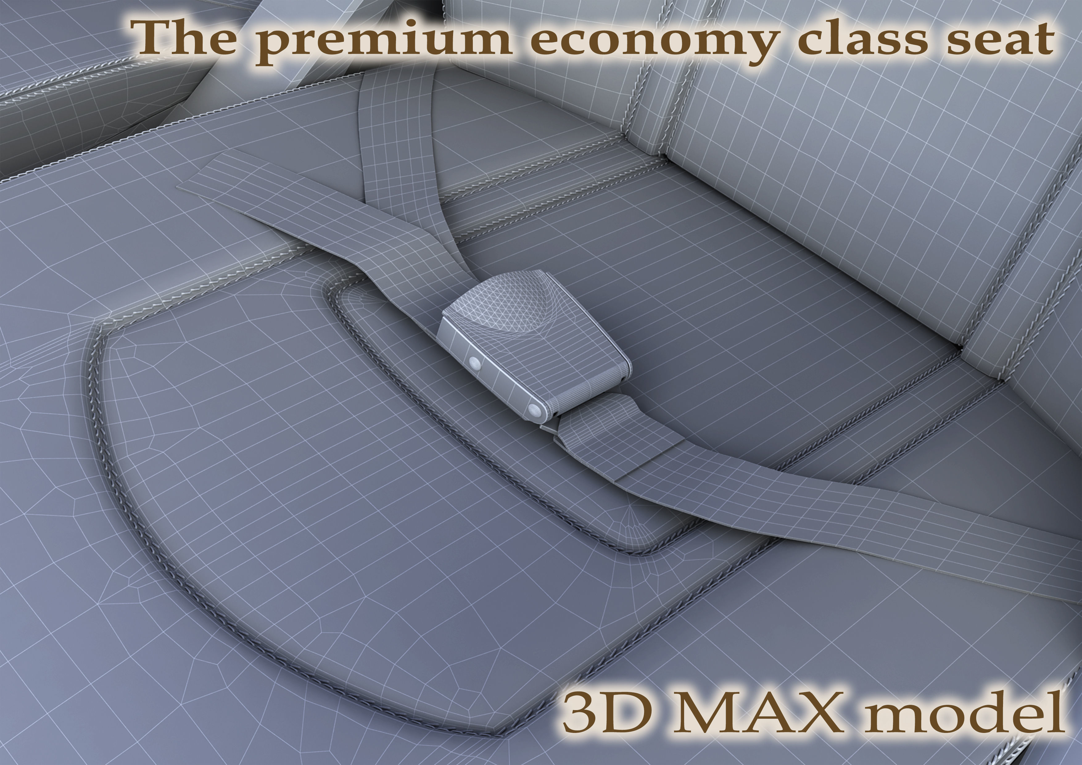 The premium economy class seat with stitches 3D model_8