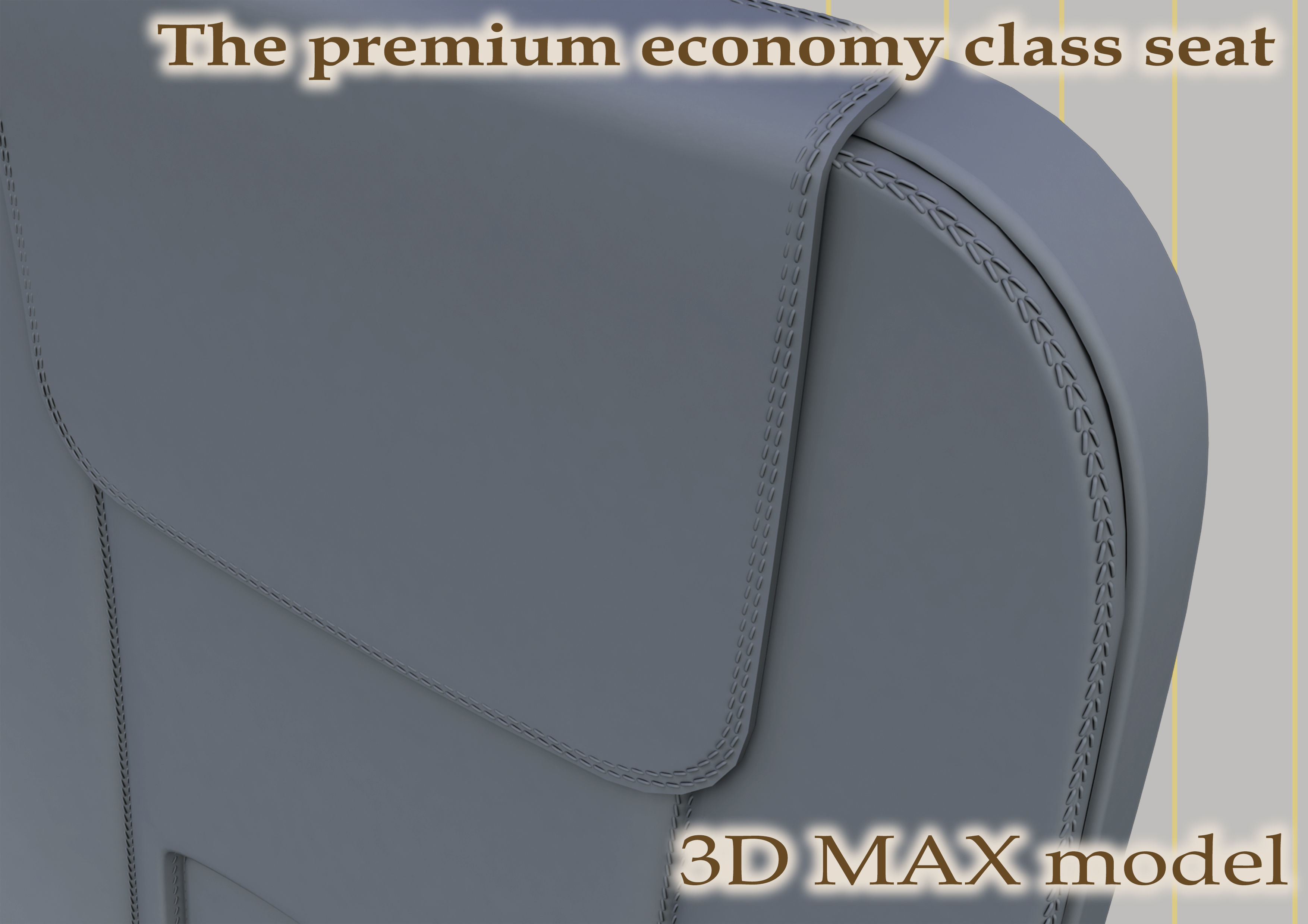 The premium economy class seat with stitches 3D model_7