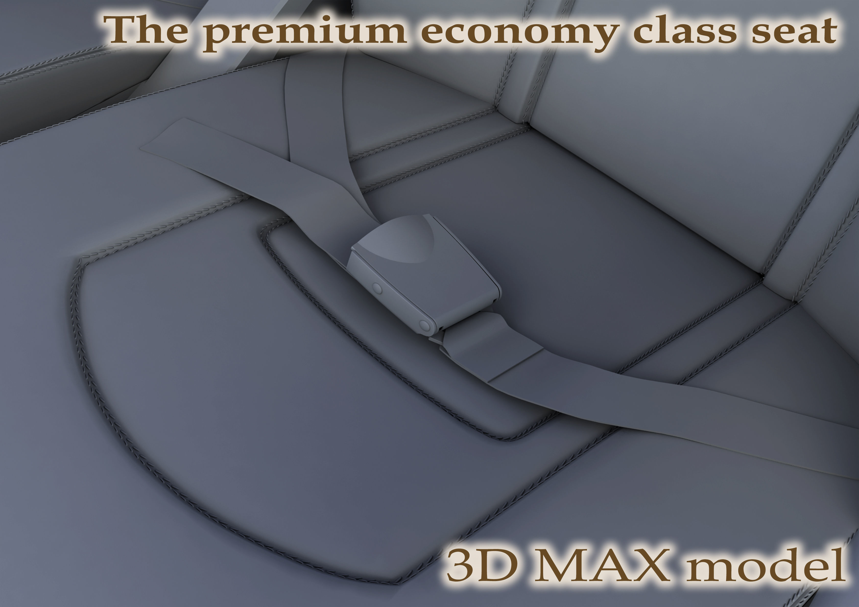 The premium economy class seat with stitches 3D model_9