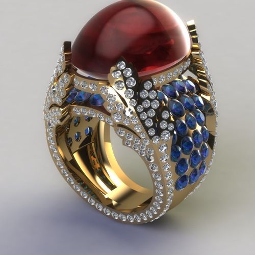 Oval stone ring 3D print model