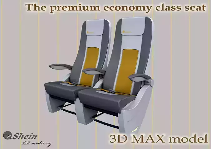 The premium economy class seat 3D model