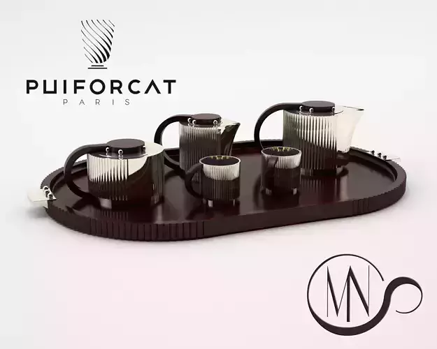 Pro - Service Puiforcat 1930 Silver and Wood Palissandre