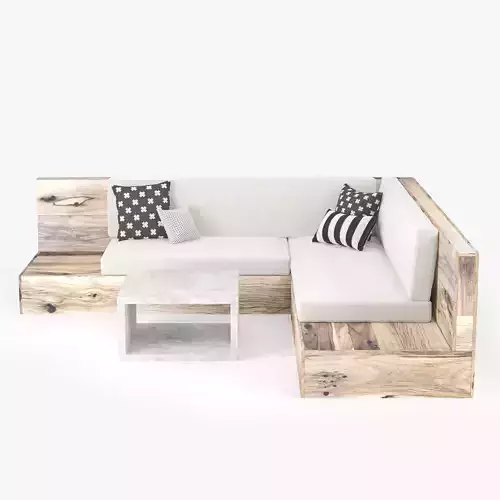 Sofa and concret table 3D model