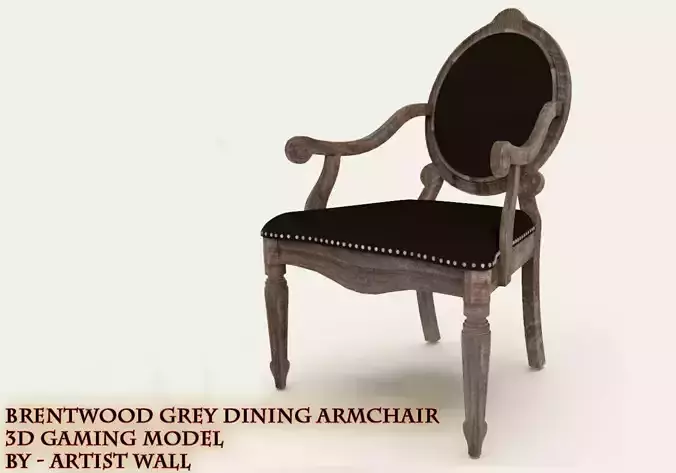 Brentwood Grey Dining Armchair 3D Model  3D model