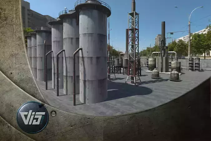 Background Industrial Props Collection HQ - PBR Low-poly 3D model