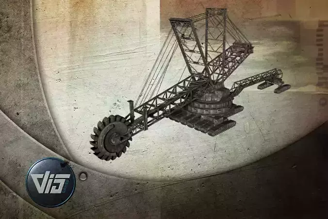 Bucket wheel excavator Low-poly 3D model