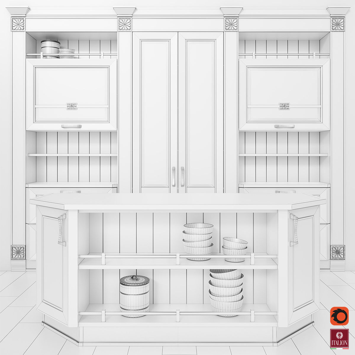 Kitchen model furniture 3D model_1
