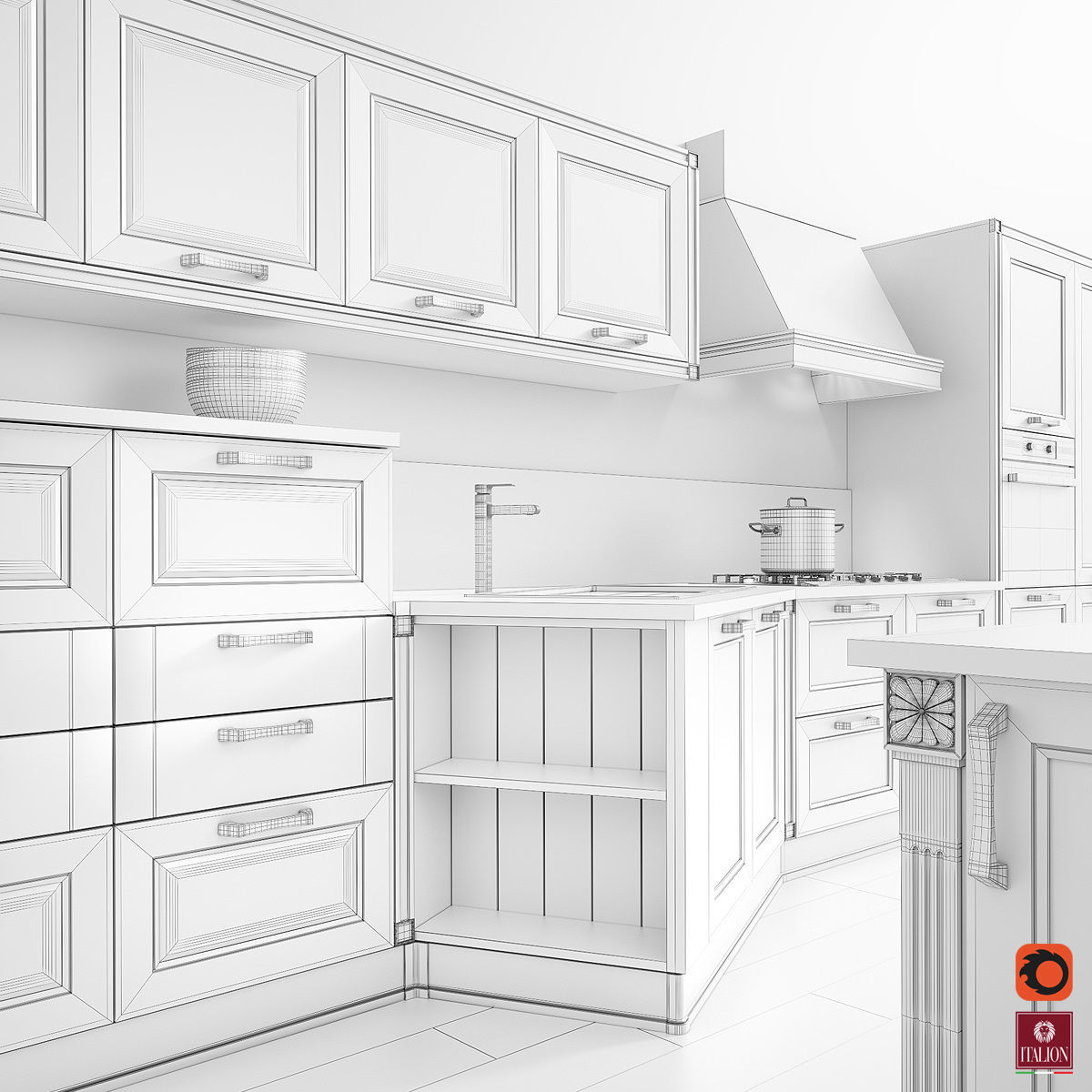 Kitchen model furniture 3D model_2