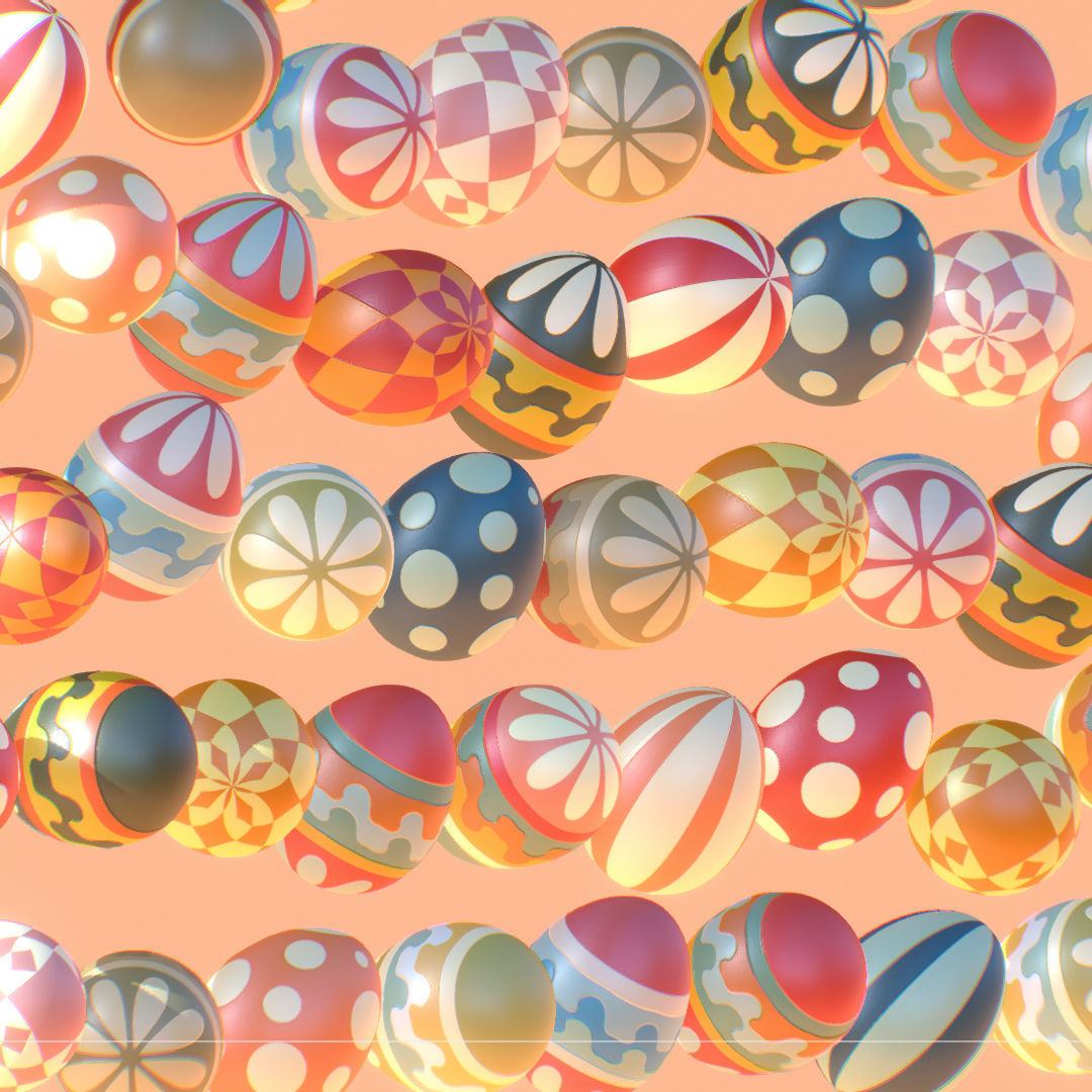  Easter Ornamental Eggs Subdivision Animated 3D model_7