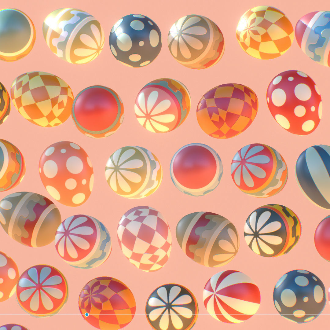  Easter Ornamental Eggs Subdivision Animated 3D model_9