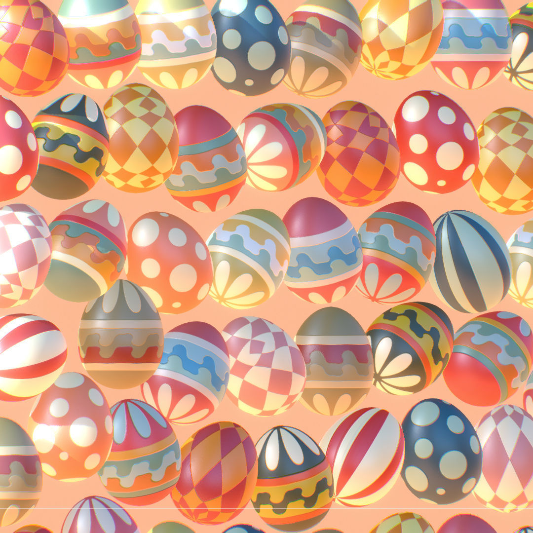  Easter Ornamental Eggs Subdivision Animated 3D model_6
