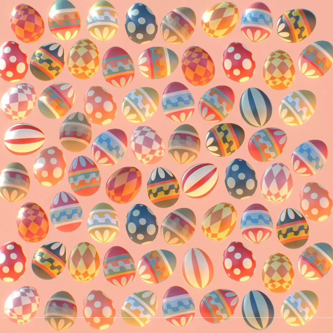  Easter Ornamental Eggs Subdivision Animated 3D model_0