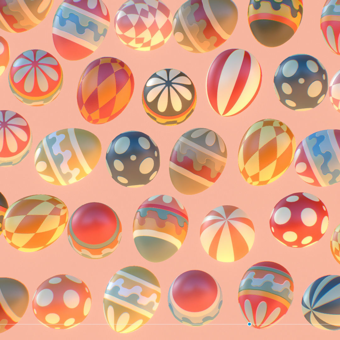  Easter Ornamental Eggs Subdivision Animated 3D model_5