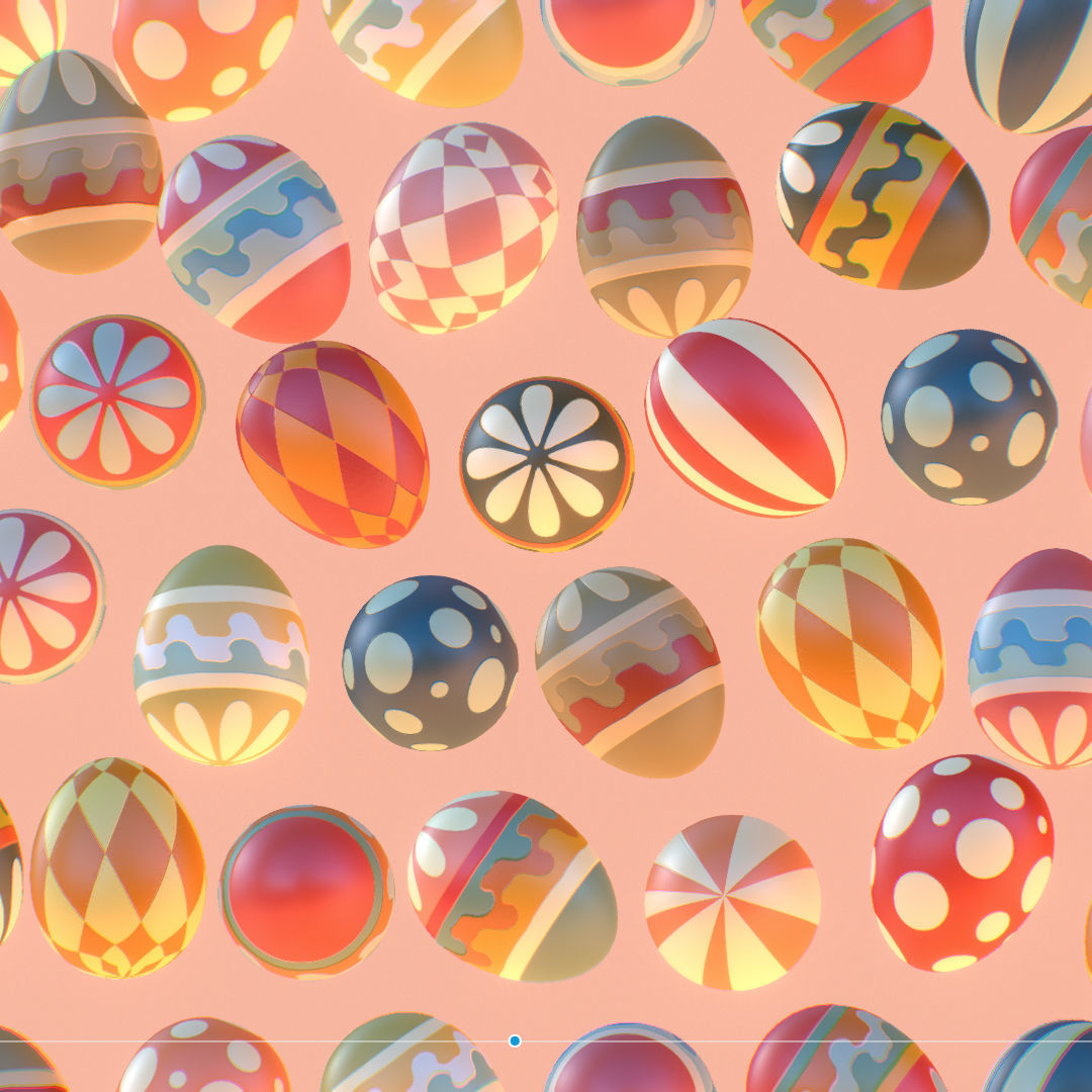  Easter Ornamental Eggs Subdivision Animated 3D model_4