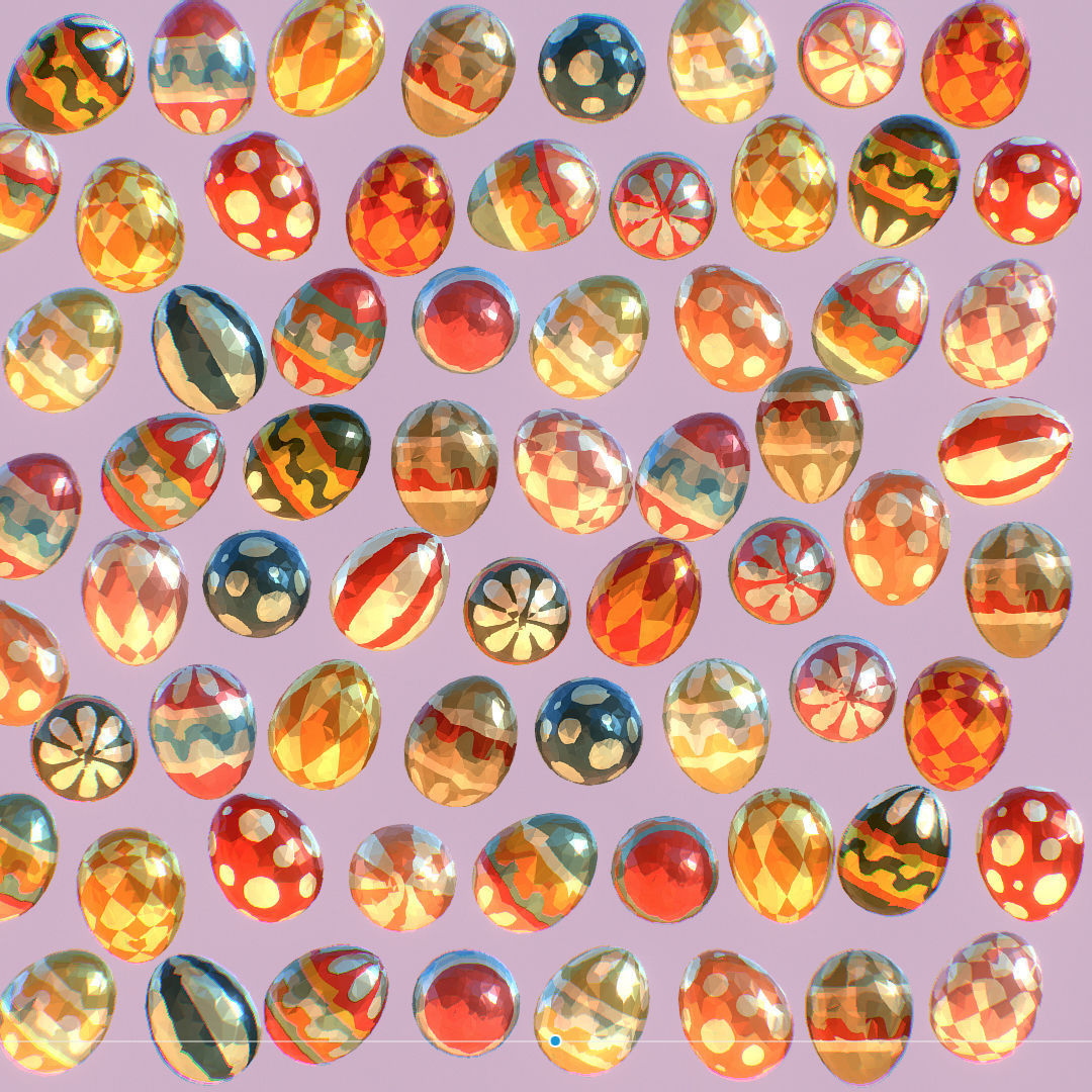 Easter Ornamental Eggs Low Poly Art Animated 3D model_3