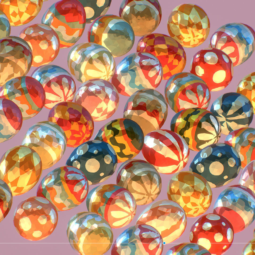 Easter Ornamental Eggs Low Poly Art Animated 3D model_16