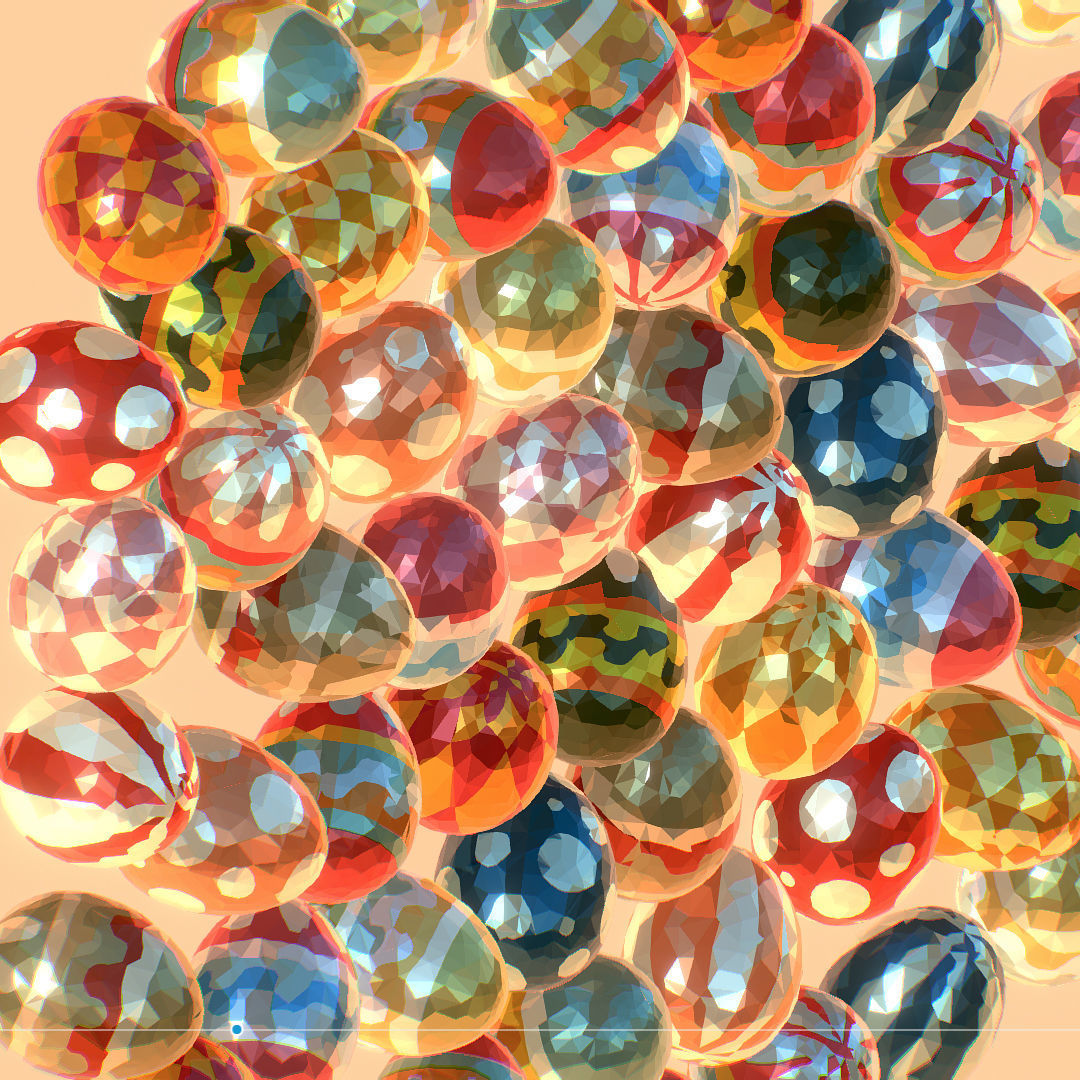 Easter Ornamental Eggs Low Poly Art Animated 3D model_11