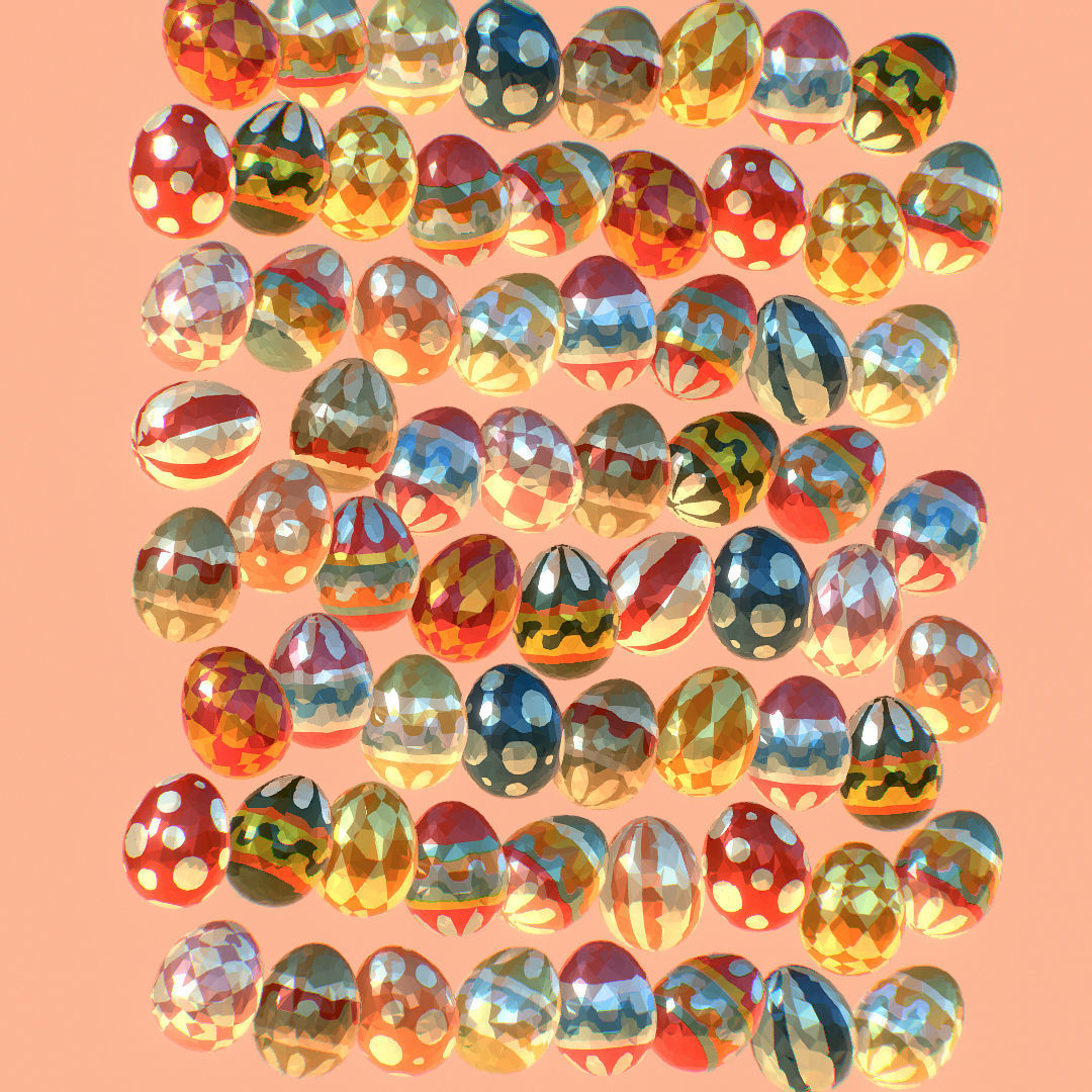 Easter Ornamental Eggs Low Poly Art Animated 3D model_2