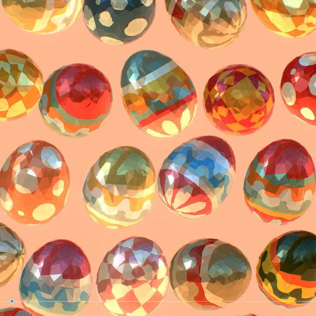 Easter Ornamental Eggs Low Poly Art Animated 3D model_13