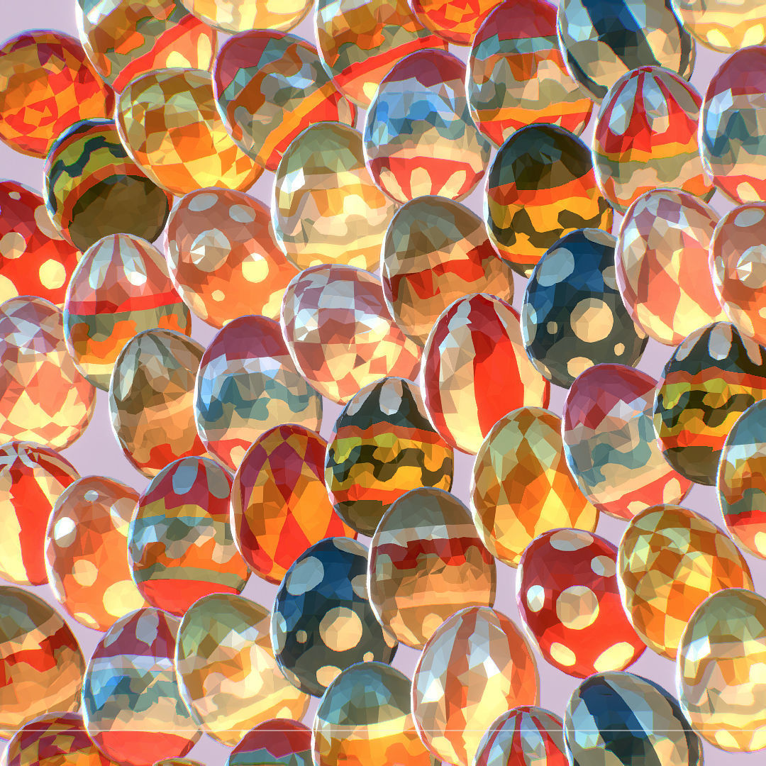 Easter Ornamental Eggs Low Poly Art Animated 3D model_10
