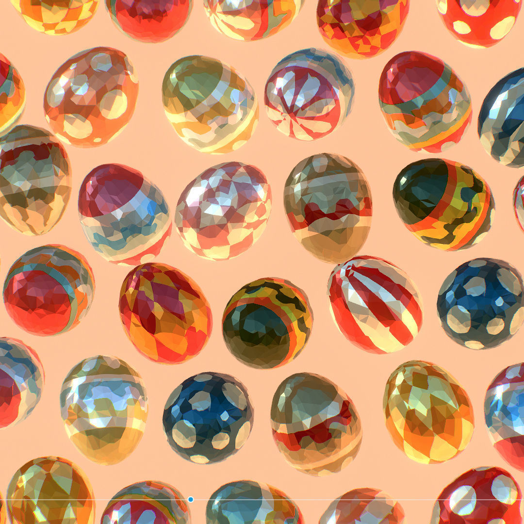 Easter Ornamental Eggs Low Poly Art Animated 3D model_5