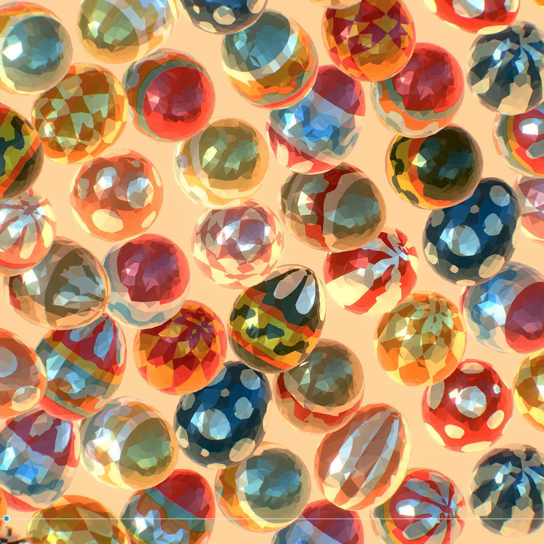 Easter Ornamental Eggs Low Poly Art Animated 3D model_12