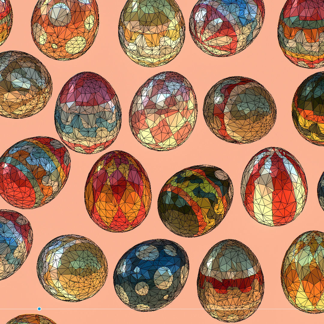 Easter Ornamental Eggs Low Poly Art Animated 3D model_17