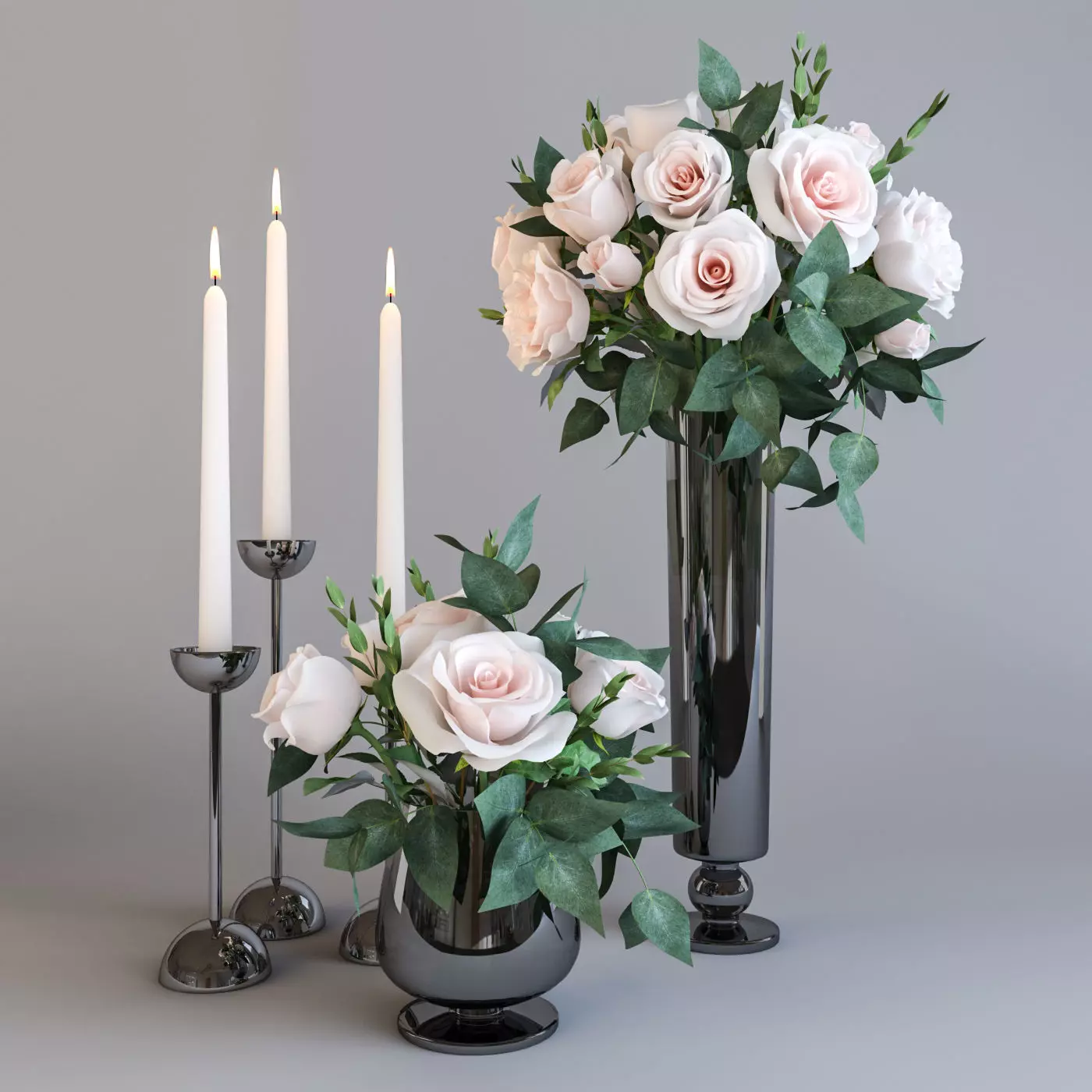 Roses and candles 3D model_0