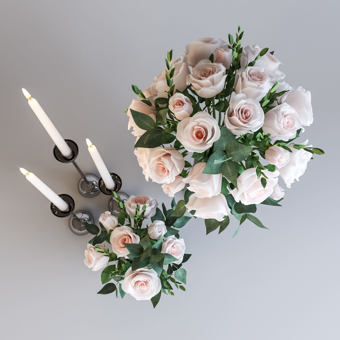 Roses and candles 3D model_1