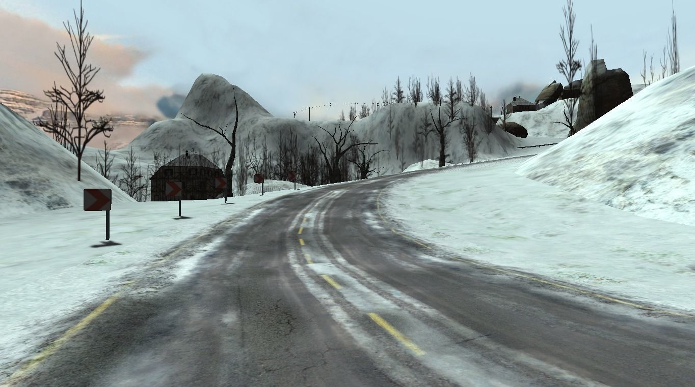 Winterlandscape snowy road in video game Low-poly 3D model_5