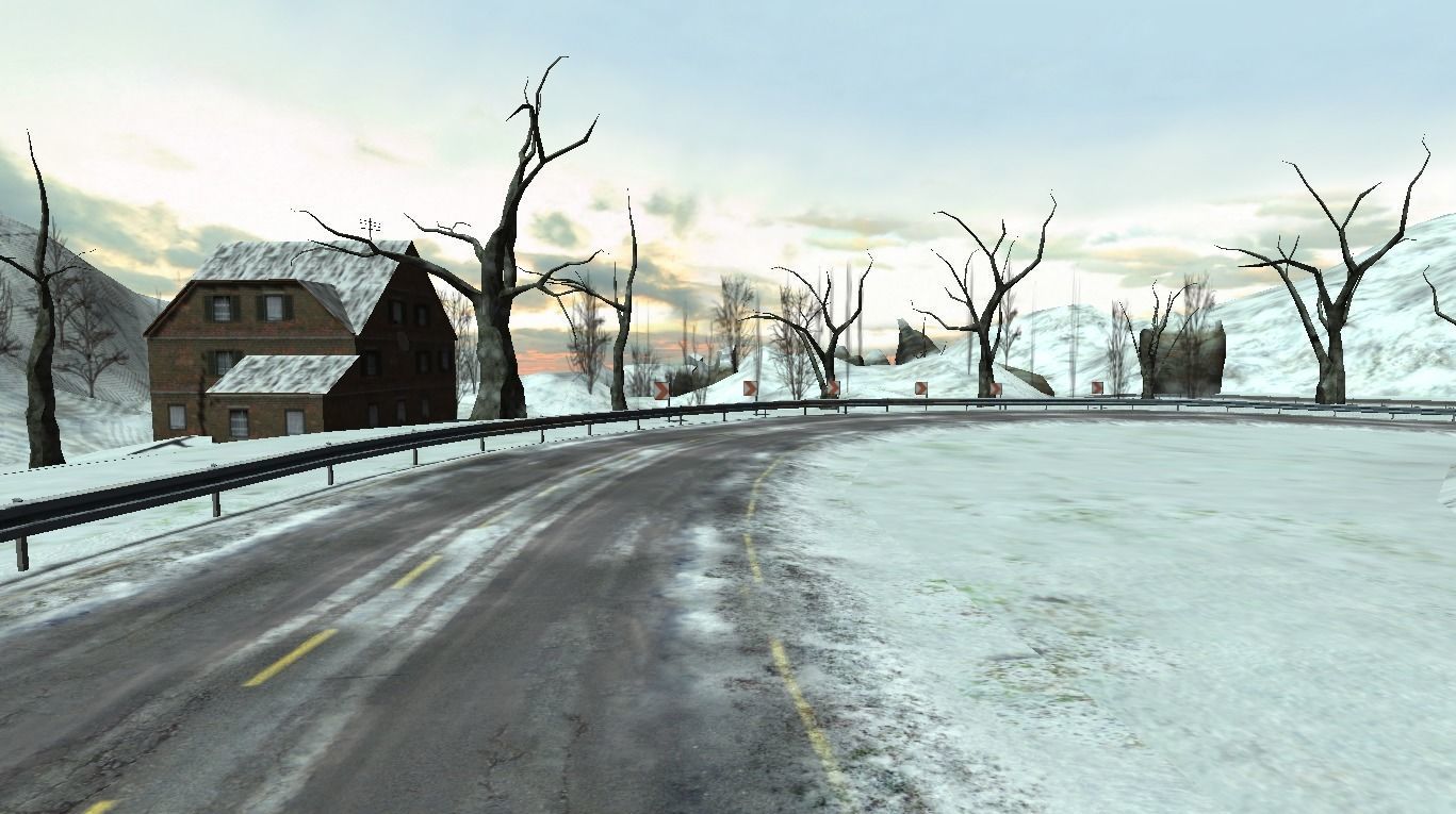 Winterlandscape snowy road in video game Low-poly 3D model_4